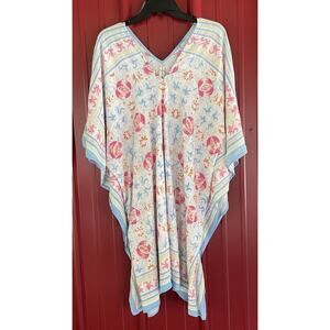 J McLaughlin Dress Poncho‎ Linen Viscose V-Neck Cover Up Womens M/L